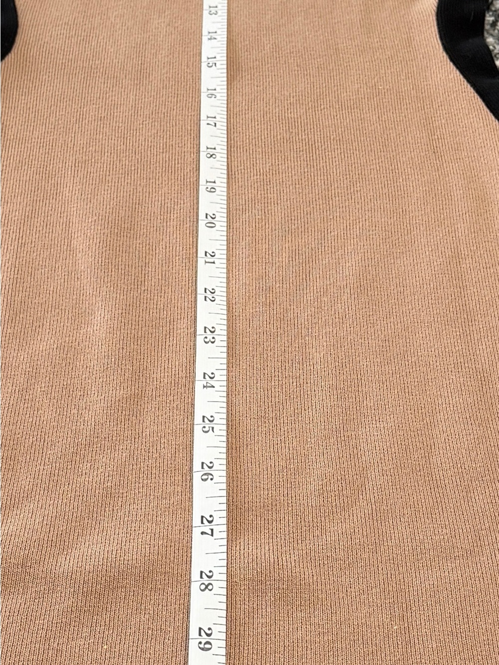 AKIRA Black Label Cutout Bodycon Mini Dress Tan Black Long Sleeve - Picture 7 of 7